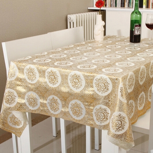 new design PVC lace gold table cloth overlay