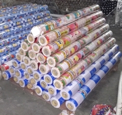 White PVC printed tablecloth roll, Only PVC printing tablecloth, cheap PVC tablecloth