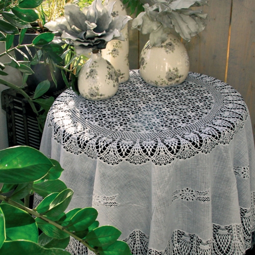 new design 137*183 cm PVC lace vinyl crochet tablecloth pvc,180 round tablecloth
