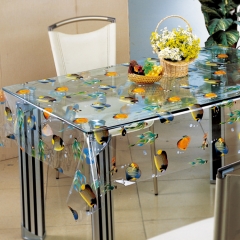 cheap plastic pvc table cloth factory/clear printing table cloth