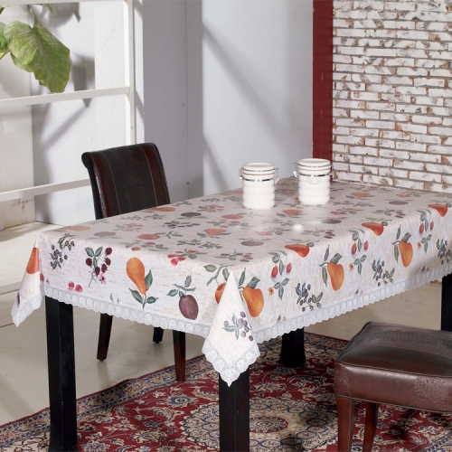 nonwoven/flannel backing pvc material printed plastic tablecloth LFGB decorative for home/party/wedding use