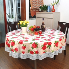 hot sale PVC printed with nonwoven 120 round tablecloth wedding