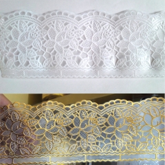 PVC lace work roll with gold, silver, white, beige, Lace border factory
