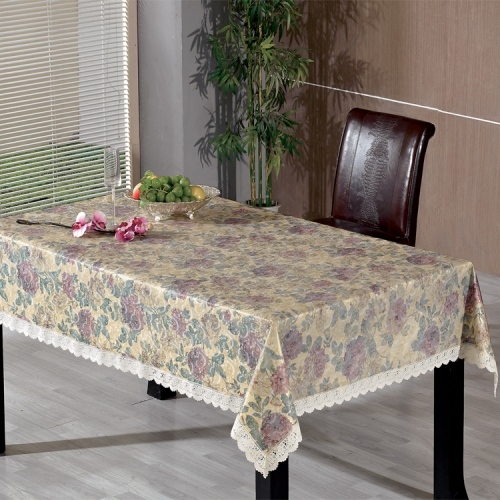 PVC embossed tablecloth with flannel backing, Russian market tablecloth