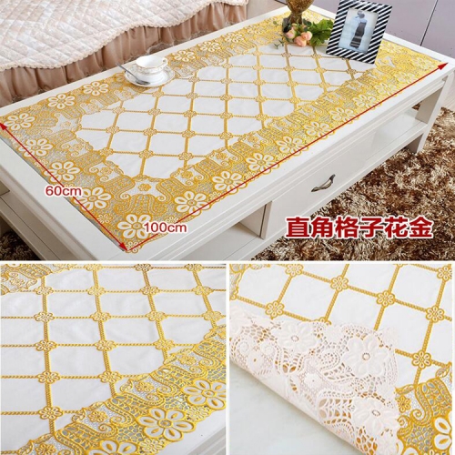 60*100cm PVC lace gold or silver tablemat design summary