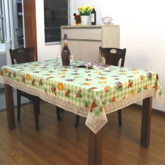 2“ lace border PVC with flannel tablecloth summary design