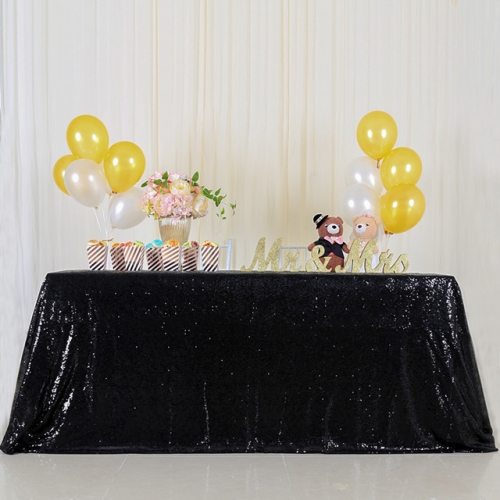 SoarDream Sequin Tablecloth Black 50"x80" Rectangle Table Cloth for Holiday Celebration Birthday Decorations