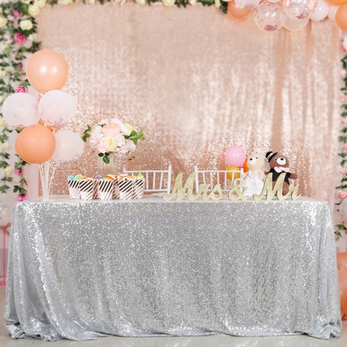 SoarDream Sequin Tablecloth 60"x102" Square Table Fabric Table Cloth Sparkle Overlays Glitz Silver Sequin Fabric Tablecloth Baby Shower Birthday