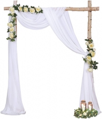 Wedding Arch Drapes 6 Yards White Sheer Backdrop Curtain 2 Panel Chiffon Fabric Drapery for Arbor Wedding Archway Ceremony Party Ceiling Decor Backdro