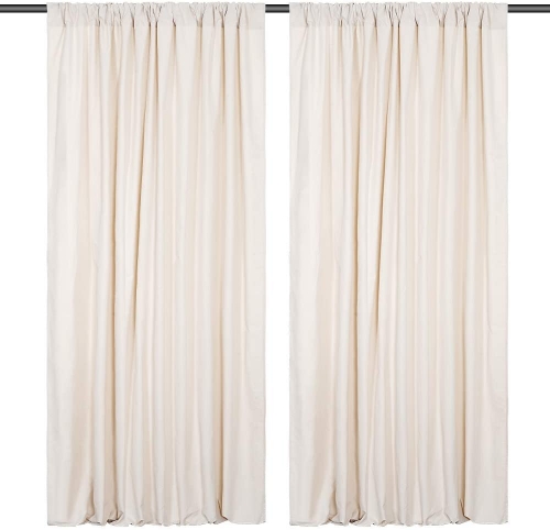 Ivory Backdrop Curtains 2 Panel 5ft x 10ft Polyester Fabric Wedding Backdrops for Ceremony Photography Background Decoration