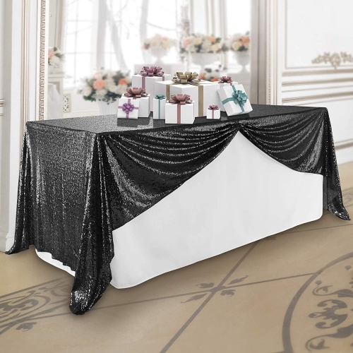 SoarDream Popular Black Sequin Tablecloth Shimmer Tablecloth 50x80-inch Rectangular Table Overlays for Wedding Birthday Party Prom Table Decorations