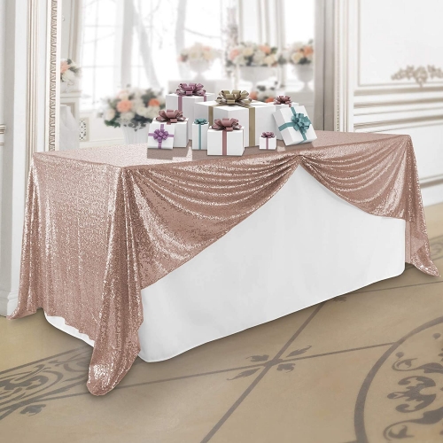 SoarDream Rose Gold Sequin Tablecloth Wedding Table Cloths Shiny Tablecloth 50x80 Inch Sequin Panels Shimmer Tablecloth