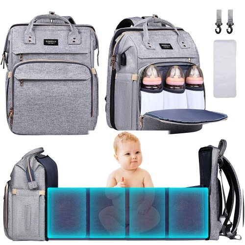 SoarDream New Baby Diaper Bag Backpack - Gray Diaper Bag with Changing Station - Baby Registry Search - Baby Bag with Changing Station