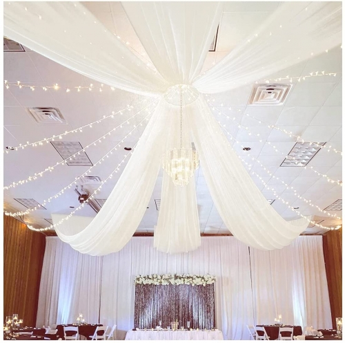 SoarDream Ivory Ceiling Drapes 6 Panels 5ftx10ft Wedding Arch Draping Fabric Chiffon Wedding Drapes