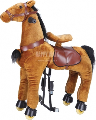 Brown Pony with Black Hair Walking Animal plush ride on horse toy for playground