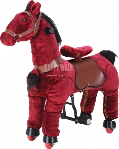 Purplish Red  Pony Walking Animal plush ride on horse toy for playground