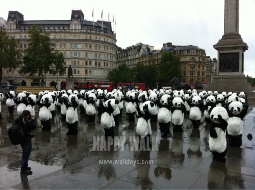Happy Island 108 Panda Mascot Costume Tai Chi in London Square