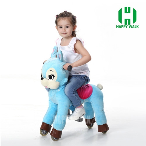 Blue Bunny Walking Animal plush ride on horse toy for playground