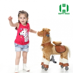 Brown Pony with White Leg Walking Animal plush ride on horse toy for playground