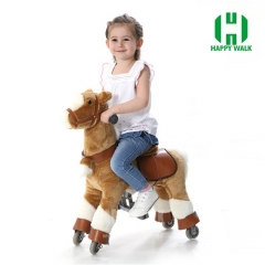 Brown Pony with White Leg Walking Animal plush ride on horse toy for playground