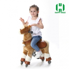 Brown Pony with White Leg Walking Animal plush ride on horse toy for playground