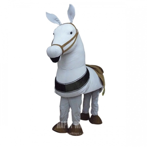 2 Person Ride White Horse Party PLush Custom cartoon character mascot costume for adult