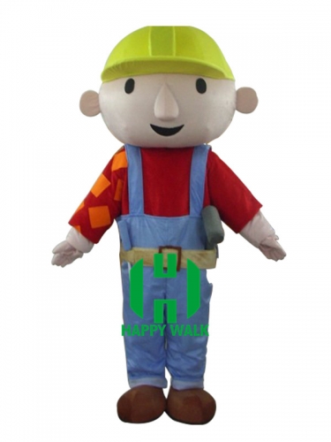 Bob Builder Apparel carnival Advertising cosplay Custom Adult Walking Fur Human Animal Party Plush Movie Character Cartoon Mascot Costume for Adult Sh