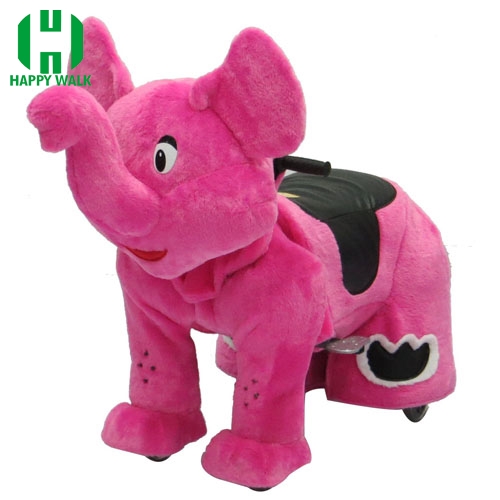 Pink Elephant Wild Animal Electric Walking Animal Ride for Kids Plush Animal Ride On Toy for Playground