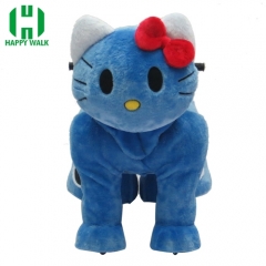 Blue Kitty Cat Electric Walking Animal Ride for Kids Plush Animal Ride On Toy for Playground