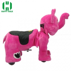 Pink Elephant Wild Animal Electric Walking Animal Ride for Kids Plush Animal Ride On Toy for Playground