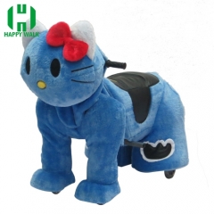 Blue Kitty Cat Electric Walking Animal Ride for Kids Plush Animal Ride On Toy for Playground