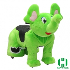 Green Elephant Wild Animal Electric Walking Animal Ride for Kids Plush Animal Ride On Toy for Playground