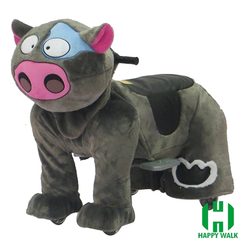 Cow Electric Walking Animal Ride for Kids Plush Animal Ride On Toy for Playground