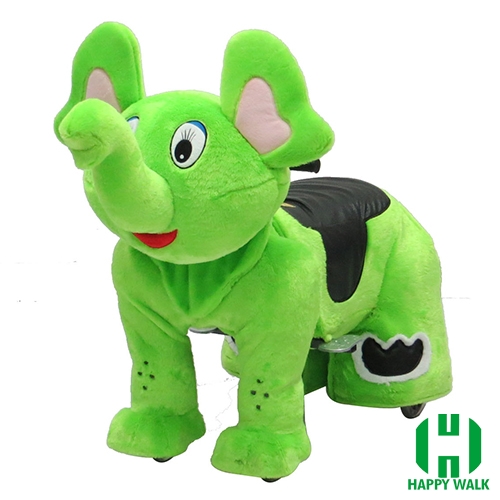 Green Elephant Wild Animal Electric Walking Animal Ride for Kids Plush Animal Ride On Toy for Playground