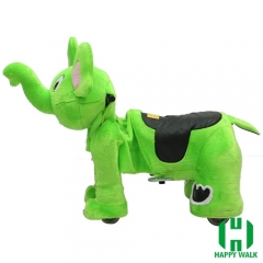 Green Elephant Wild Animal Electric Walking Animal Ride for Kids Plush Animal Ride On Toy for Playground