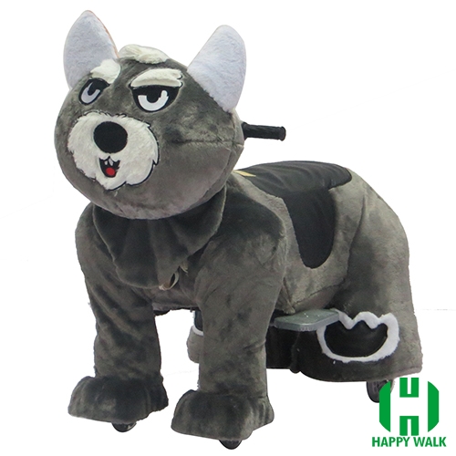 Wolf Dog Wild Animal Electric Walking Animal Ride for Kids Plush Animal Ride On Toy for Playground