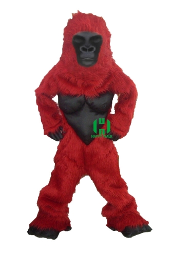 Red Gorilla Wild Animal Character Custom Adult Walking Fur Human Animal Party Plush Movie Character Cartoon Mascot Costume for Adult