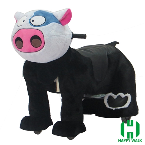 Dairy Cow Animal Electric Walking Animal Ride for Kids Plush Animal Ride On Toy for Playground