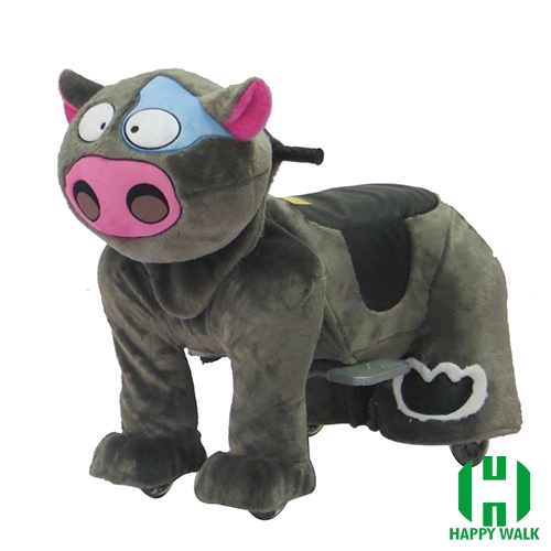 Dairy Cow Animal Electric Walking Animal Ride for Kids Plush Animal Ride On Toy for Playground