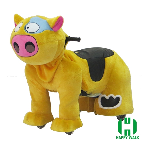 Dairy Cow Animal Electric Walking Animal Ride for Kids Plush Animal Ride On Toy for Playground