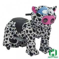 Dairy Cow Animal Electric Walking Animal Ride for Kids Plush Animal Ride On Toy for Playground