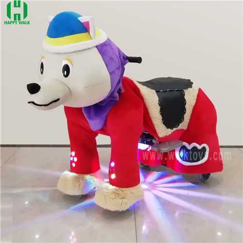 Red Dog spotlight Plush Electric Animal Riding Scooters