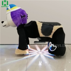 Black Dog spotlight Plush Electric Animal Riding Scooters