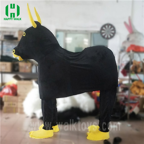 Black Bull 2 Person Riding Mascot Costume