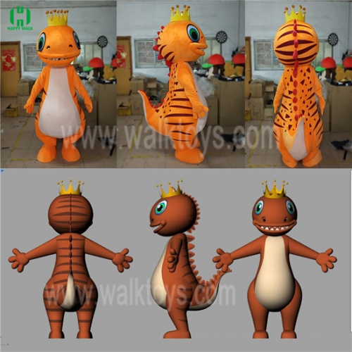 Custom Orange Dinosaur Mascot Costume