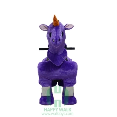 Purple Unicorn Wild Animal Electric Walking Animal Ride for Kids Plush Animal Ride On Toy for Playground
