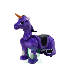 Purple Unicorn Wild Animal Electric Walking Animal Ride for Kids Plush Animal Ride On Toy for Playground