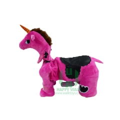 Pink Unicorn Wild Animal Electric Walking Animal Ride for Kids Plush Animal Ride On Toy for Playground