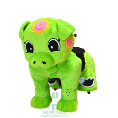 Green Piggy Wild Animal Electric Walking Animal Ride for Kids Plush Animal Ride On Toy for Playground