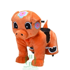 Orange Piggy Wild Animal Electric Walking Animal Ride for Kids Plush Animal Ride On Toy for Playground